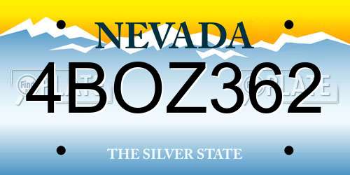 4BOZ362 Nevada License Plate