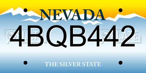 4BQB442 Nevada License Plate