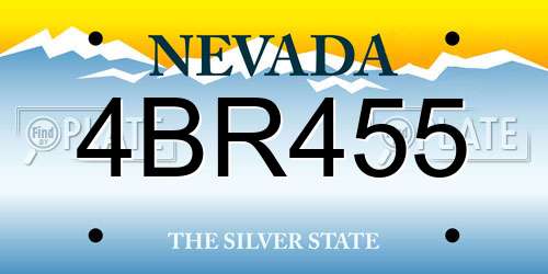 4BR455 Nevada License Plate