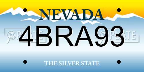 4BRA93 Nevada License Plate