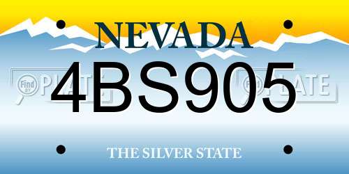 4BS905 Nevada License Plate