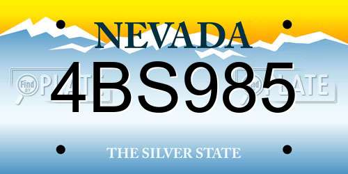 4BS985 Nevada License Plate