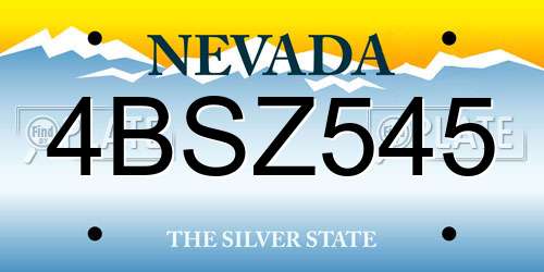4BSZ545 Nevada License Plate