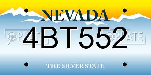 4BT552 Nevada License Plate