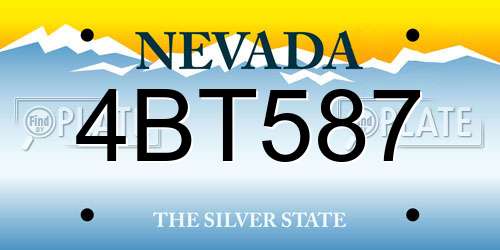 4BT587 Nevada License Plate