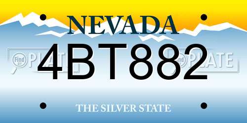 4BT882 Nevada License Plate