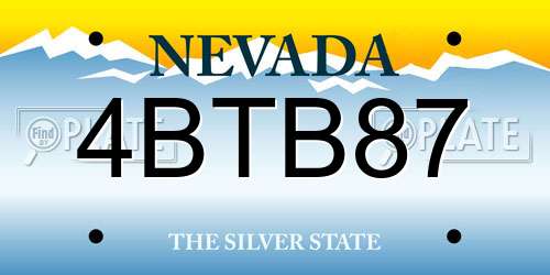 4BTB87 Nevada License Plate