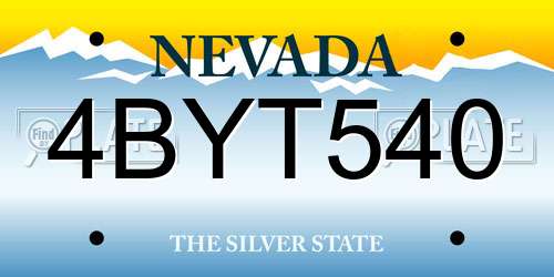 4BYT540 Nevada License Plate