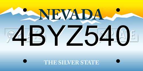 4BYZ540 Nevada License Plate
