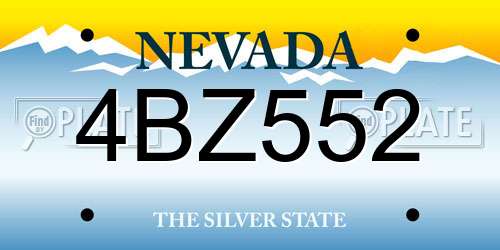 4BZ552 Nevada License Plate