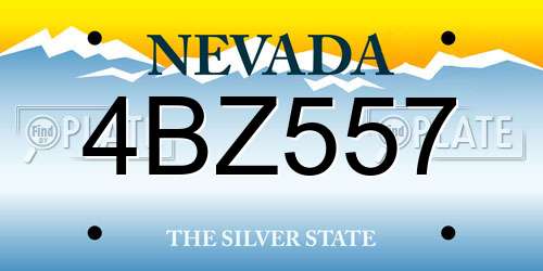 4BZ557 Nevada License Plate
