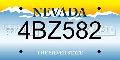 4BZ582 Nevada License Plate