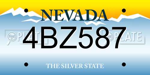 4BZ587 Nevada License Plate