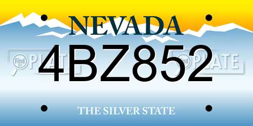 4BZ852 Nevada License Plate