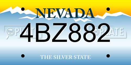 4BZ882 Nevada License Plate