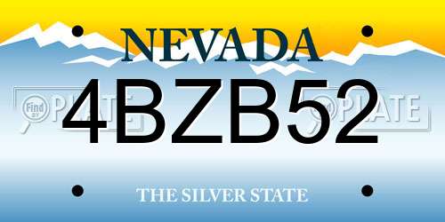 4BZB52 Nevada License Plate