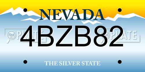 4BZB82 Nevada License Plate
