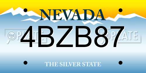 4BZB87 Nevada License Plate