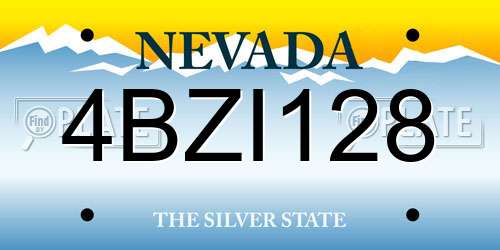 4BZI128 Nevada License Plate