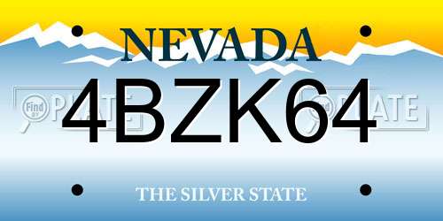 4BZK64 Nevada License Plate