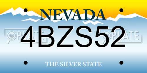 4BZS52 Nevada License Plate