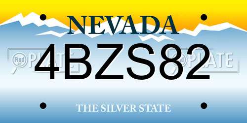 4BZS82 Nevada License Plate