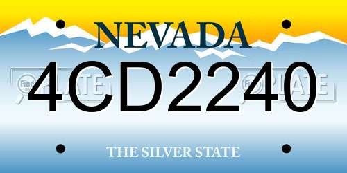 4CD2240 Nevada License Plate