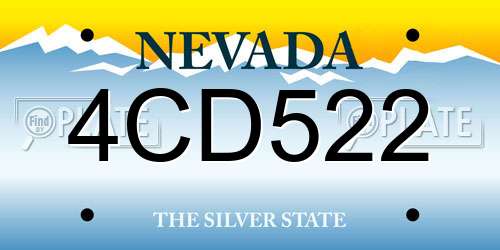 4CD522 Nevada License Plate