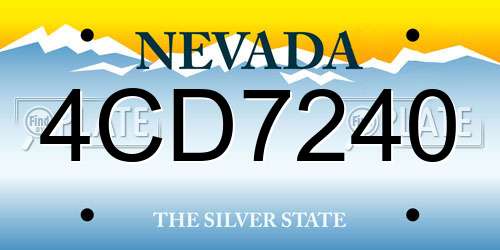 4CD7240 Nevada License Plate