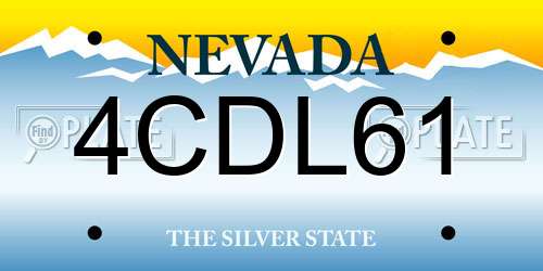 4CDL61 Nevada License Plate