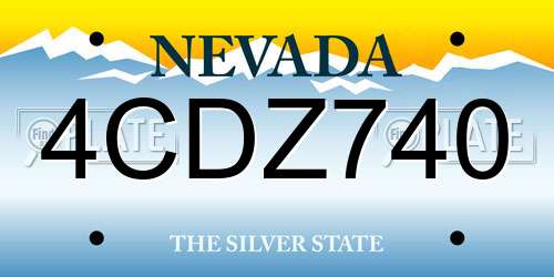 4CDZ740 Nevada License Plate