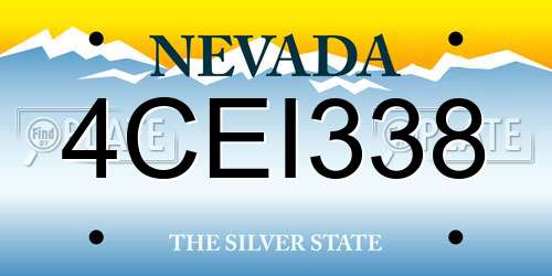4CEI338 Nevada License Plate