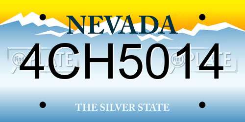 4CH5014 Nevada License Plate