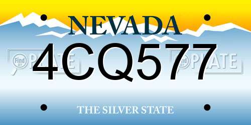 4CQ577 Nevada License Plate