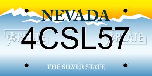 4CSL57 Nevada License Plate