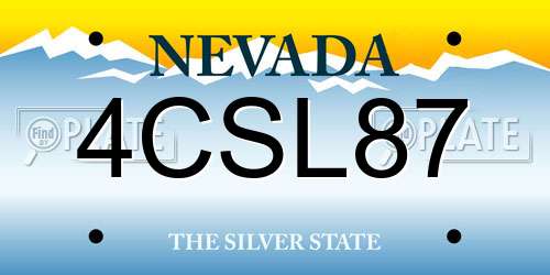 4CSL87 Nevada License Plate
