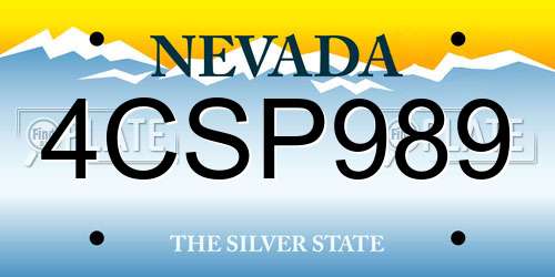 4CSP989 Nevada License Plate