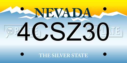 4CSZ30 Nevada License Plate