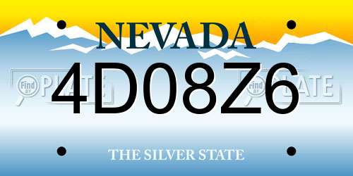 4D08Z6 Nevada License Plate