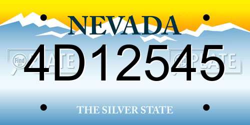 4D12545 Nevada License Plate