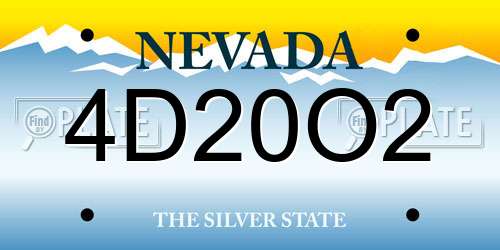 4D20O2 Nevada License Plate