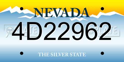 4D22962 Nevada License Plate