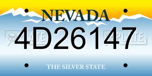 4D26147 Nevada License Plate