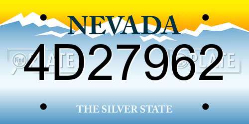 4D27962 Nevada License Plate