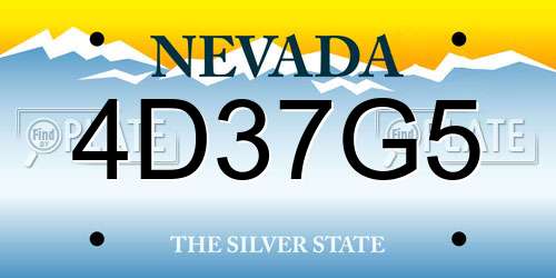 4D37G5 Nevada License Plate