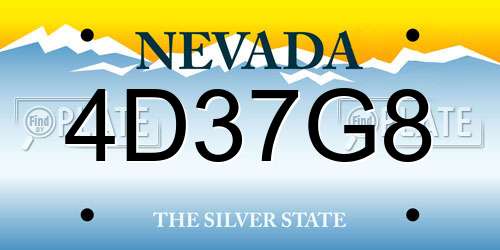 4D37G8 Nevada License Plate