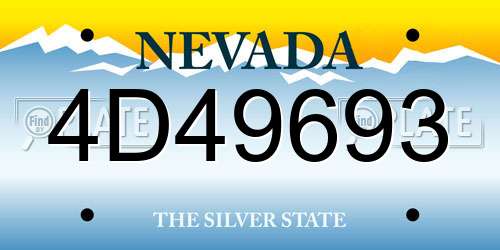 4D49693 Nevada License Plate