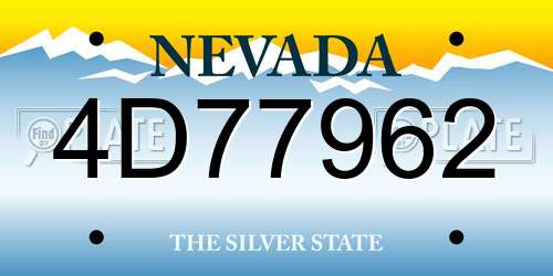 4D77962 Nevada License Plate