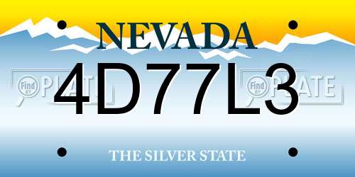 4D77L3 Nevada License Plate