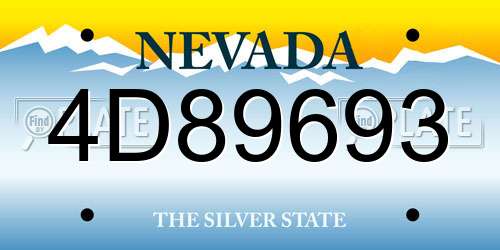 4D89693 Nevada License Plate